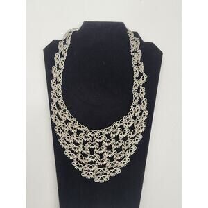 Stunning Silver-Toned Statement Bib Necklace